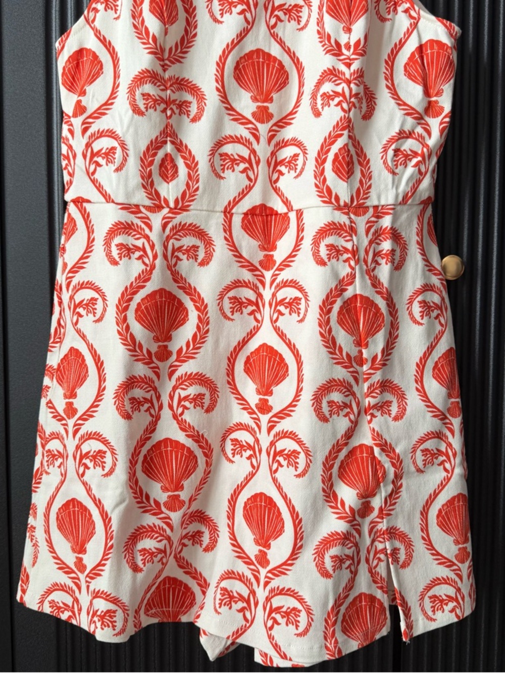 VICI White and Coral Shell-Print Sleeveless Mini Dress - Picture 7 of 14
